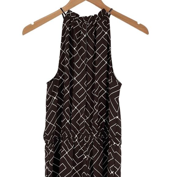 Worthington Maze Geo Sleeveless Wide Leg Cropped Jumpsuit Women Medium Brown - Picture 5 of 8